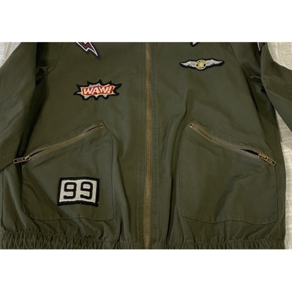 Freebird‎ Patch Bomber Jacket Womens M Olive Military Utility Y2K Streetwear - Picture 12 of 16